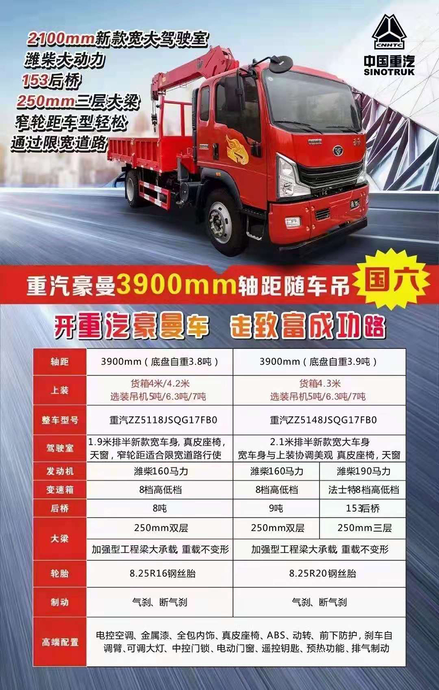 重汽豪曼國(guó)六隨車吊系列上市